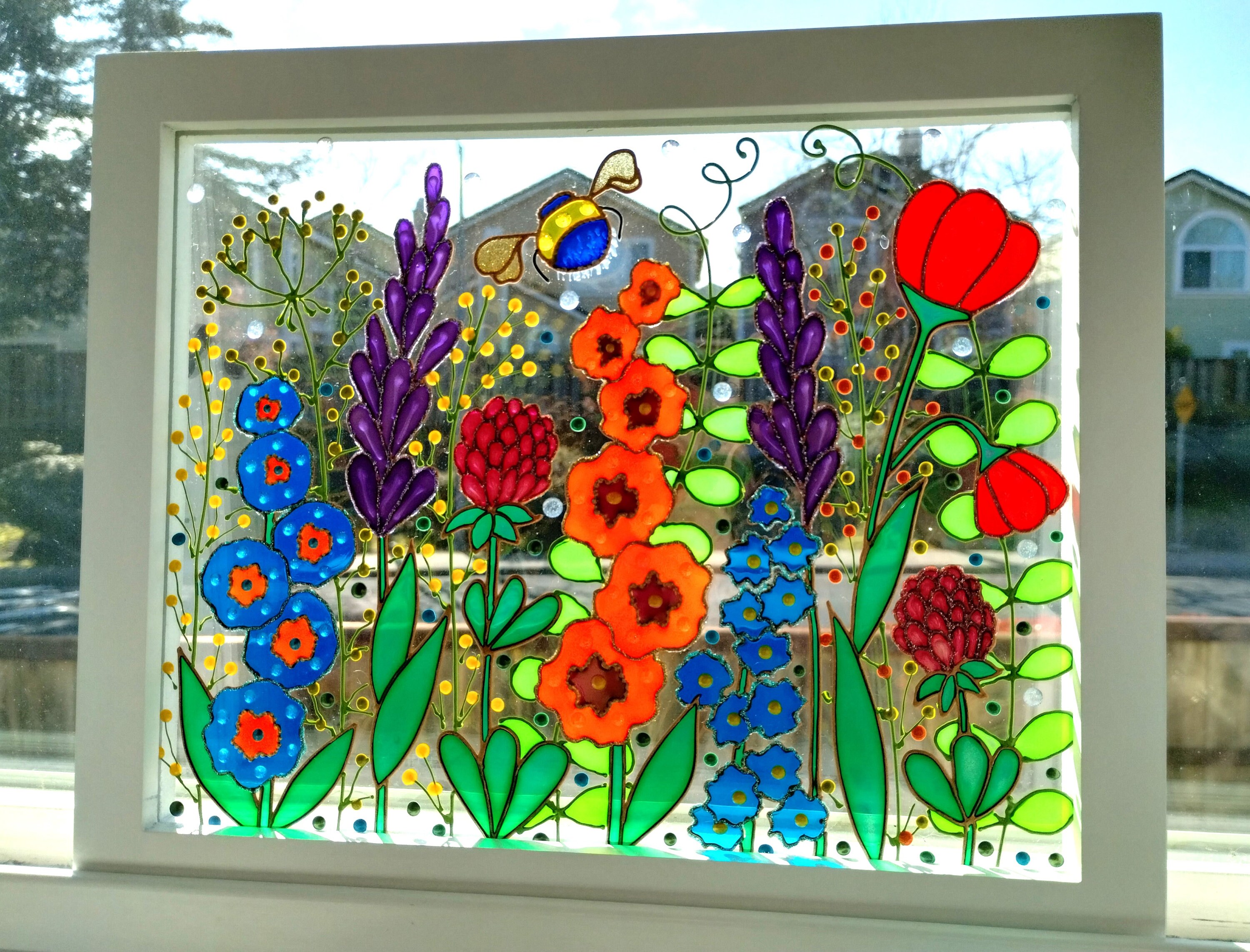 Meadow 11x9 Glass Painting Sun Catcher Stained Glass Glass Art Etsy