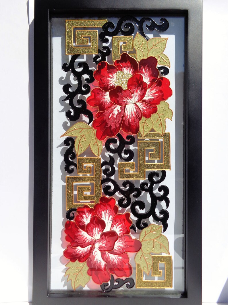 Flower art Abstract art Glass painting Wall decor Painted Etsy