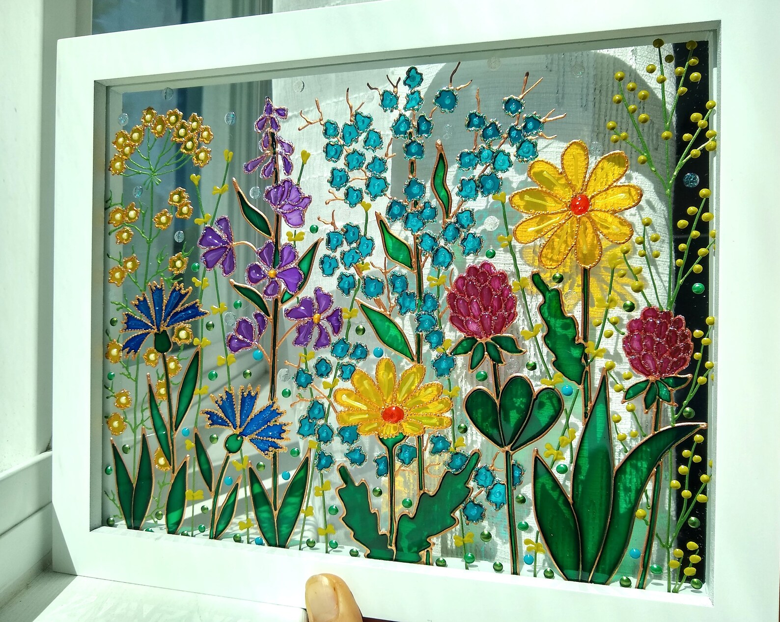 Meadow 11x9 Glass Painting Sun Catcher Stained Glass Glass Art Etsy