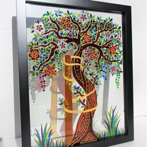 Tree of Andry Glass Painting: Bohemian Wall Decor (15