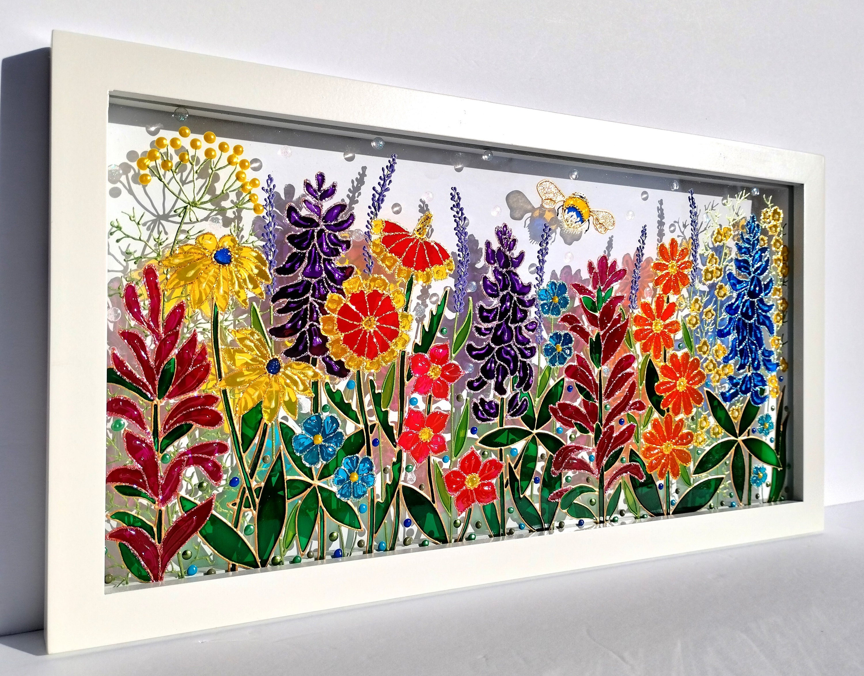 Texas Wildflowers 3D Glass Painting: Stained Glass Window Decor - Etsy