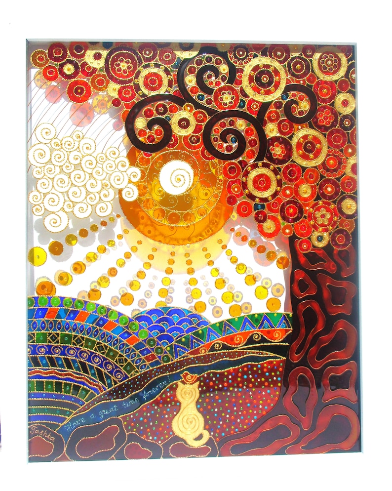 Tree of Life 22x18 Glass Painting Glass Panel Wall Decor Etsy