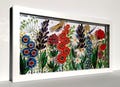 3D Meadow Wildflowers Glass Painting: Botanical Window Art