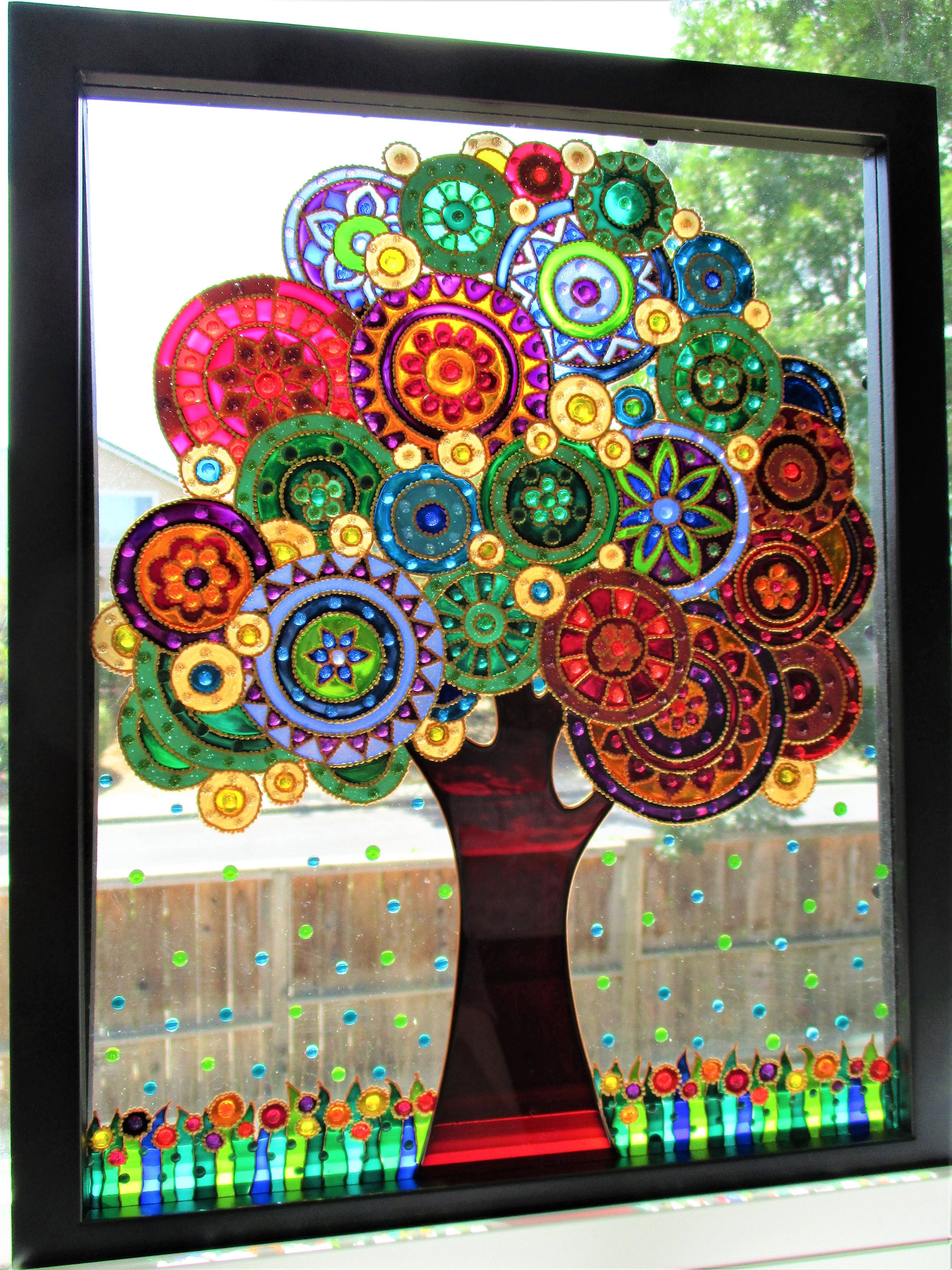 Tree of Life 15x12 Glass Painting Bohemian Decor Wall Art Window Art   Stained Glass Glass Art Modern Art Sun Catcher Family Tree 