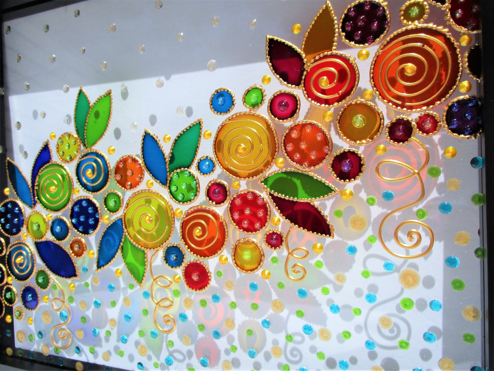 Abstract Flowers Art Glass Painting Painted Glass Glass Art Etsy