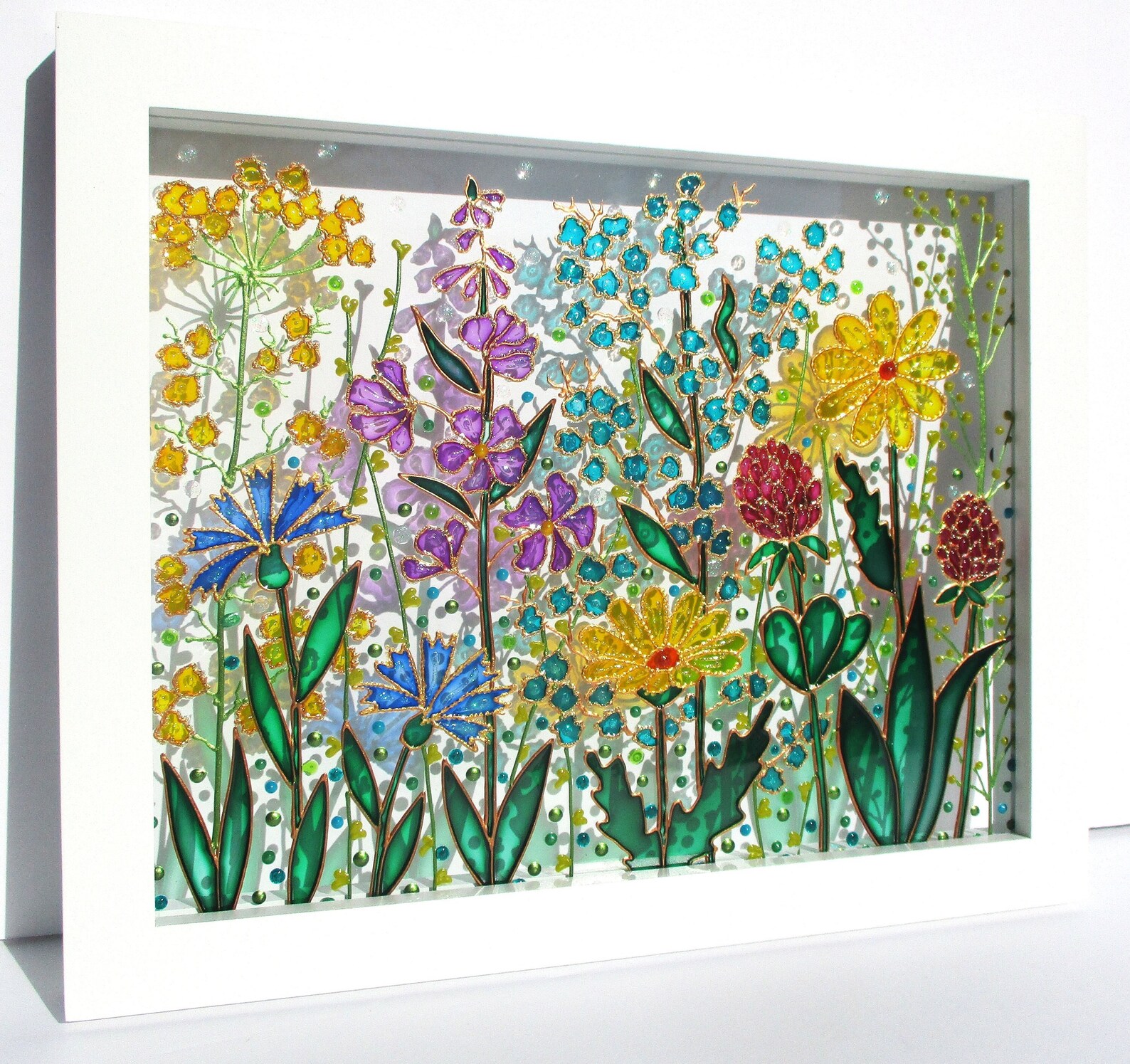 Meadow 11x9 Glass Painting Sun Catcher Stained Glass Glass Art Etsy