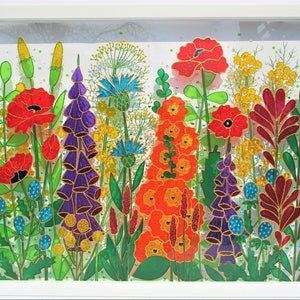 Meadow 22x18 Wild Flowers Glass Painting Painted Glass Glass - Etsy