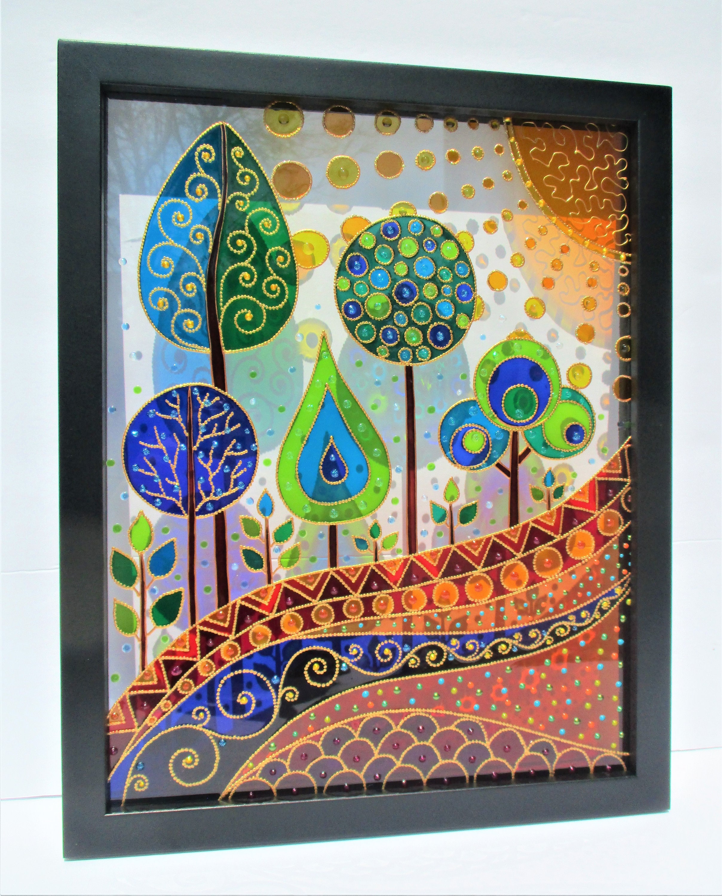 Abstract landscape art 15x12 Glass painting Stained glass Etsy