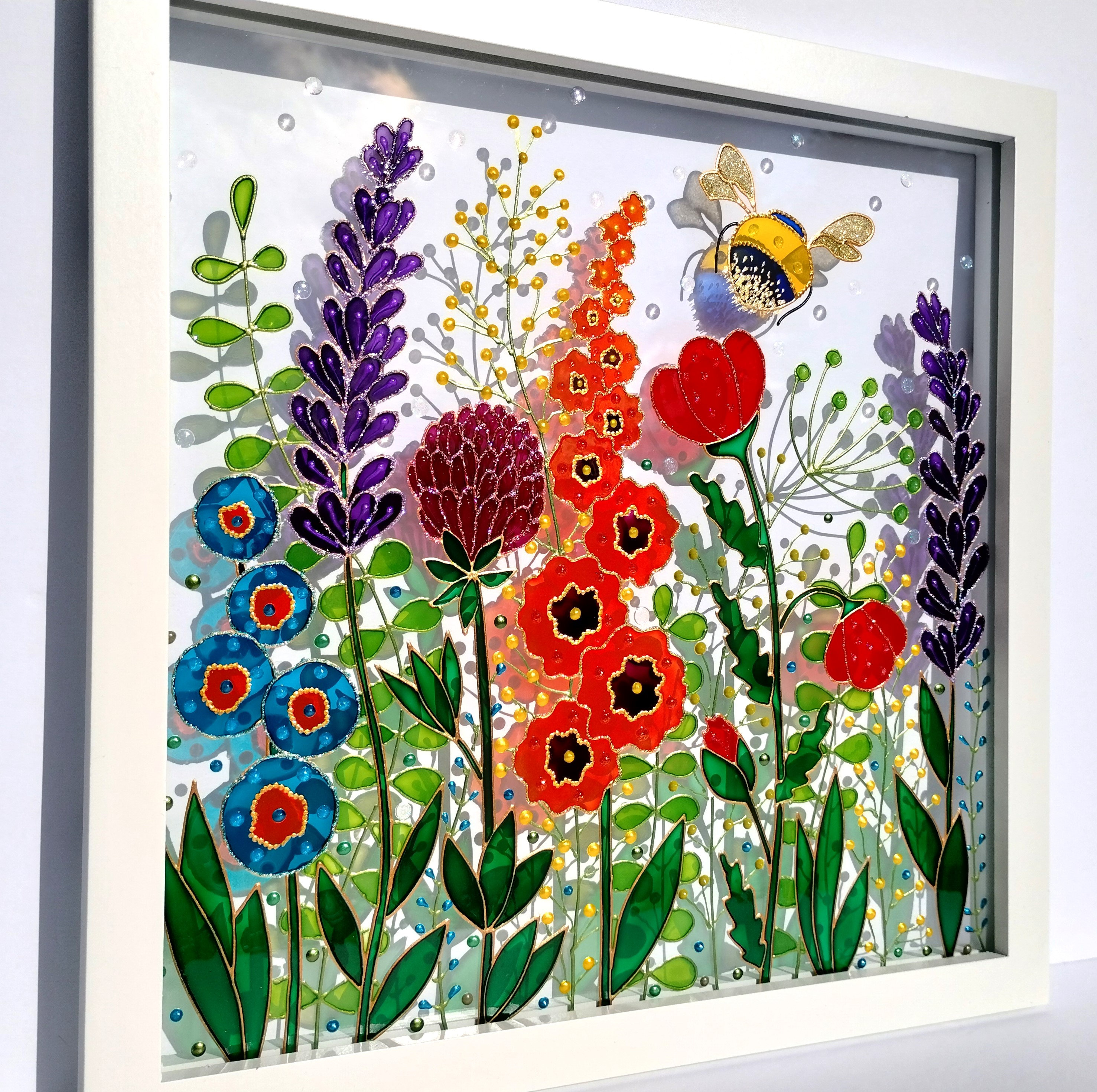 Flower sale glass painting