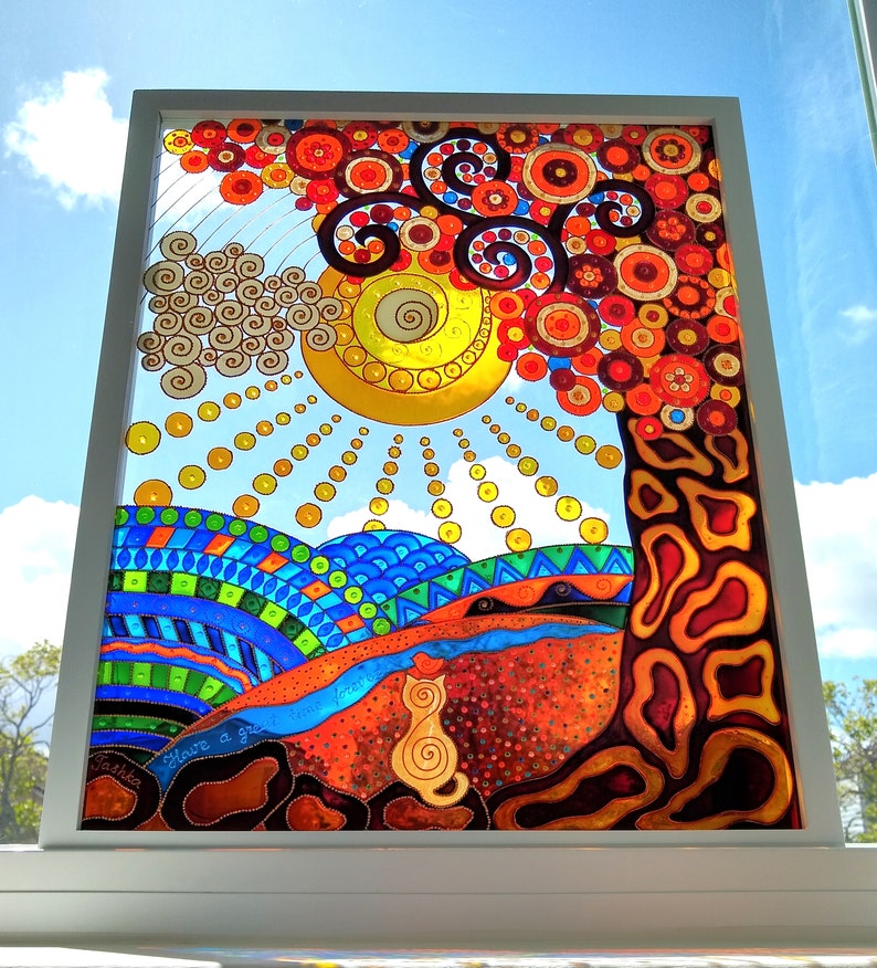 Tree of Life 22x18 Glass Painting Glass Panel Wall Decor Etsy