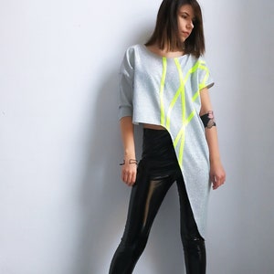 NEW Extravagant Sparkly Crop Top / Asymmetric Tunic  Top / V back Top / Party Top by FabraModaStudio