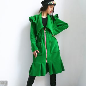 Extravagant Coat, Green Coat, Avant Garde Coat, Coats Women, Long Coat Women, Plus Size Clothing, Outerwear Clothing, Coats
