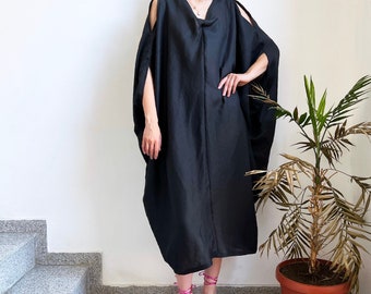 New Black Kaftan Dress / Kaftan Dress for Women / Women's Linen Dress / Avant Garde Dress / Linen Loose Dress / Daywear Dress