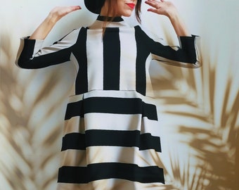 NEW Striped Dress / Sexy Dress / Streetwear Clothing / Plus Sizes Dresses / Party Dress by FabraModaStudio