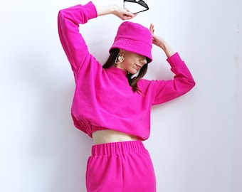 NEW SS Tracksuit Set / Velvet Tracksuit / Velvet Cropped Bottom Tracksuit Set / Velour Tracksuit Set by FabraModaStudio