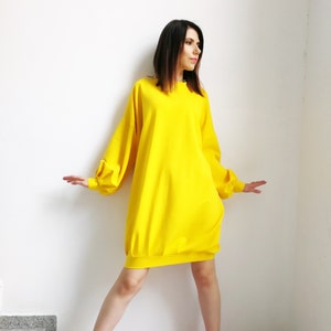 Extravagant Yellow Dress / Casual Loose Dress / Long Sleeve Dress / Dresses for Women / Oversized Dress by FabraModaStudio