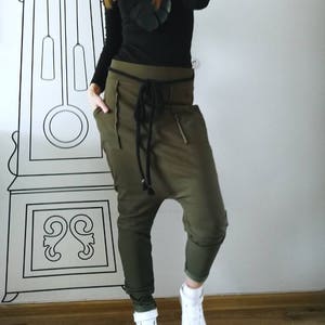 Extravagant Drop Crotch Pants / Drop Crotch Harem Pants / Casual Harem Skinny Sweatpants by FabraModaStudio