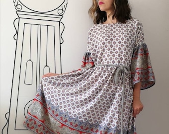 Boho Dress / Bohemian Dress / Bell Sleeve Dress / Summer Dress / Festival Dress / Women's Dress by FabraModaStudio