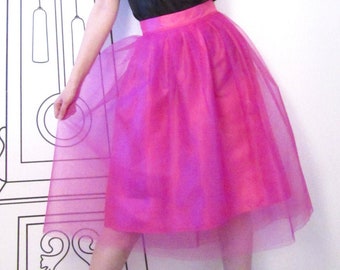 Midi Skirt / Tulle Tutu Skirt / Tutu Skirt / Tea Length Tulle Skirt / Bridesmaids Skirts / Pink Skirt by FabraModaStudio