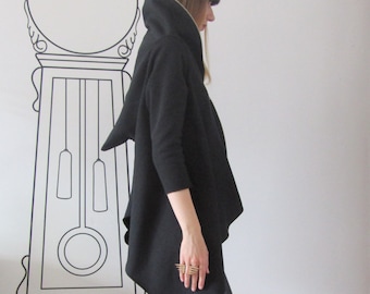 Black Zip-up Jacket / Extravagant  Jacket / Full - Zip Women's Jacket by FabraModaStudio