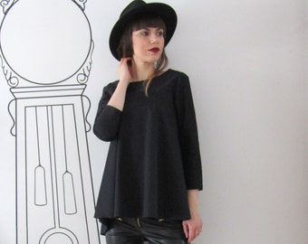 Extravagant  Loose Fit Blouse / Long Sleeve Tunic / Crop Blouse by FabraModaStudio / B308