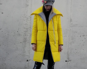 Extravagant Yellow Jacket, Puffer Jacket, Winter Quilted Jacket, Outerwear, Winter Warm Jacket, Plus Size Jacket, Overcoat