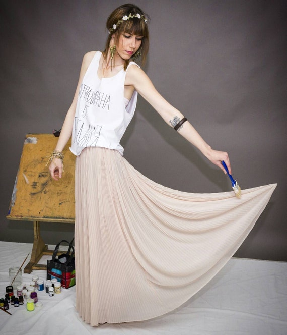 Pleated Maxi Skirt Long Bohemian Skirt Maxi Boho Skirt by Fabramodastudio Etsy UK