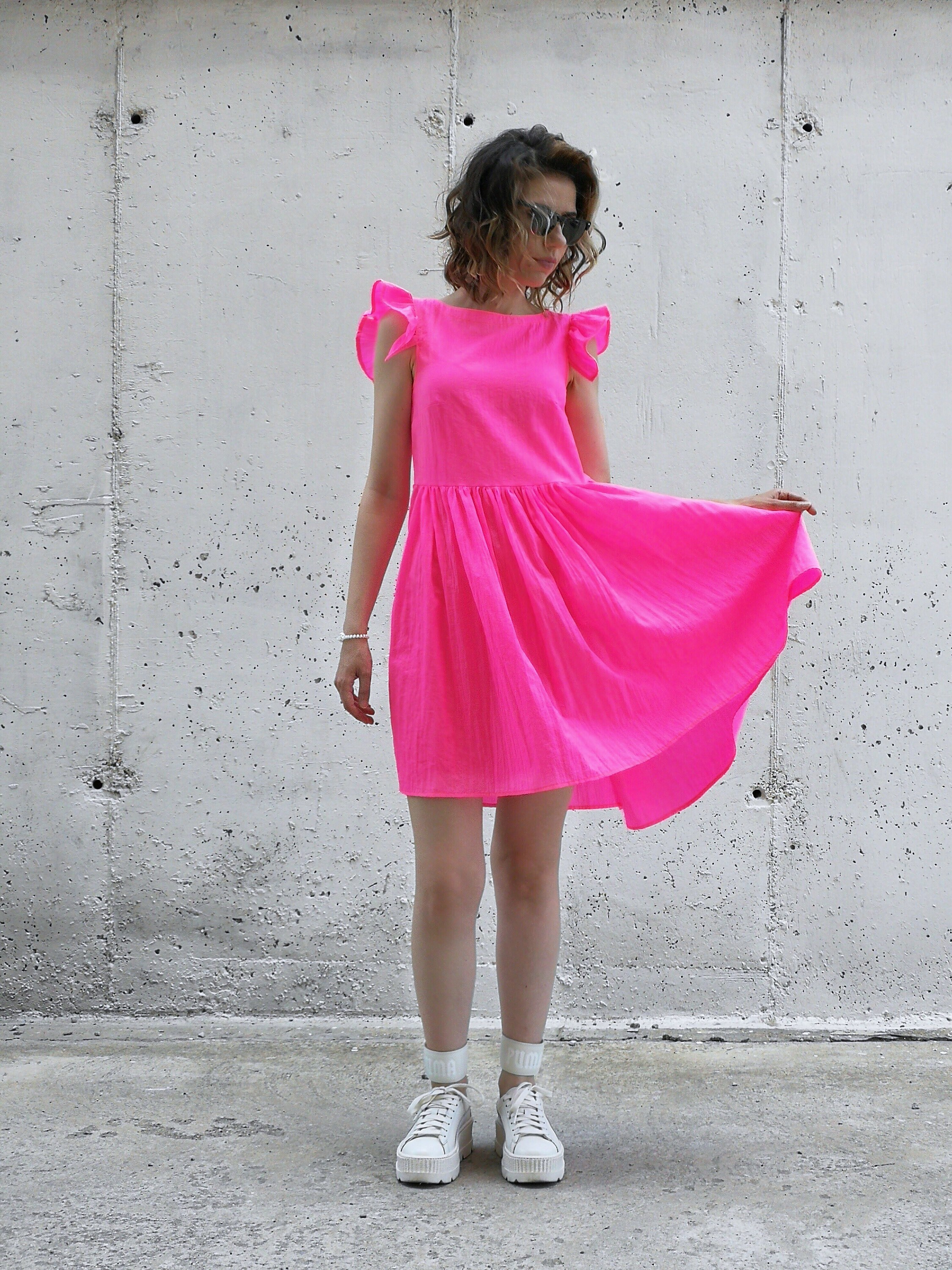 neon pink plus size dress