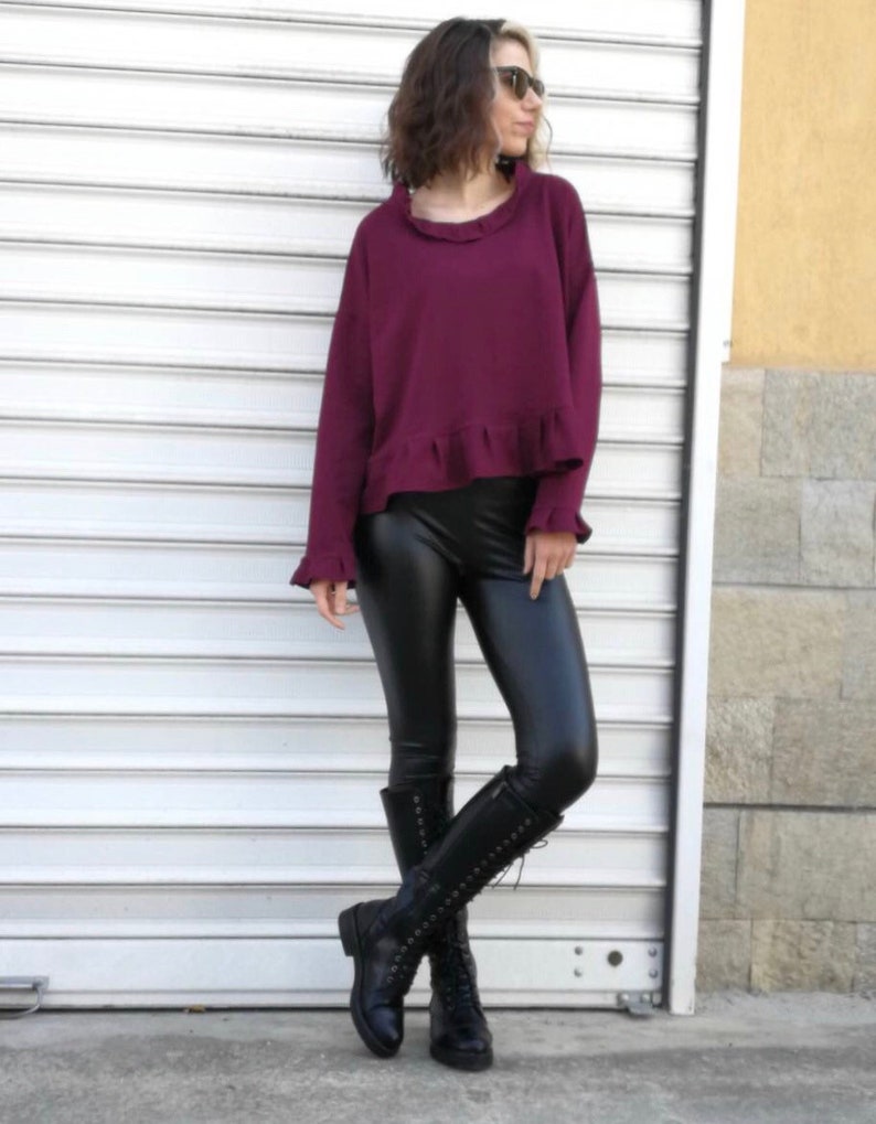 NEW Purple Blouse Loose Sweatshirt Blouses Woman Blouse Girl Extravagant Blouse Sweatshirt Women by FabraModaStudio FAB776