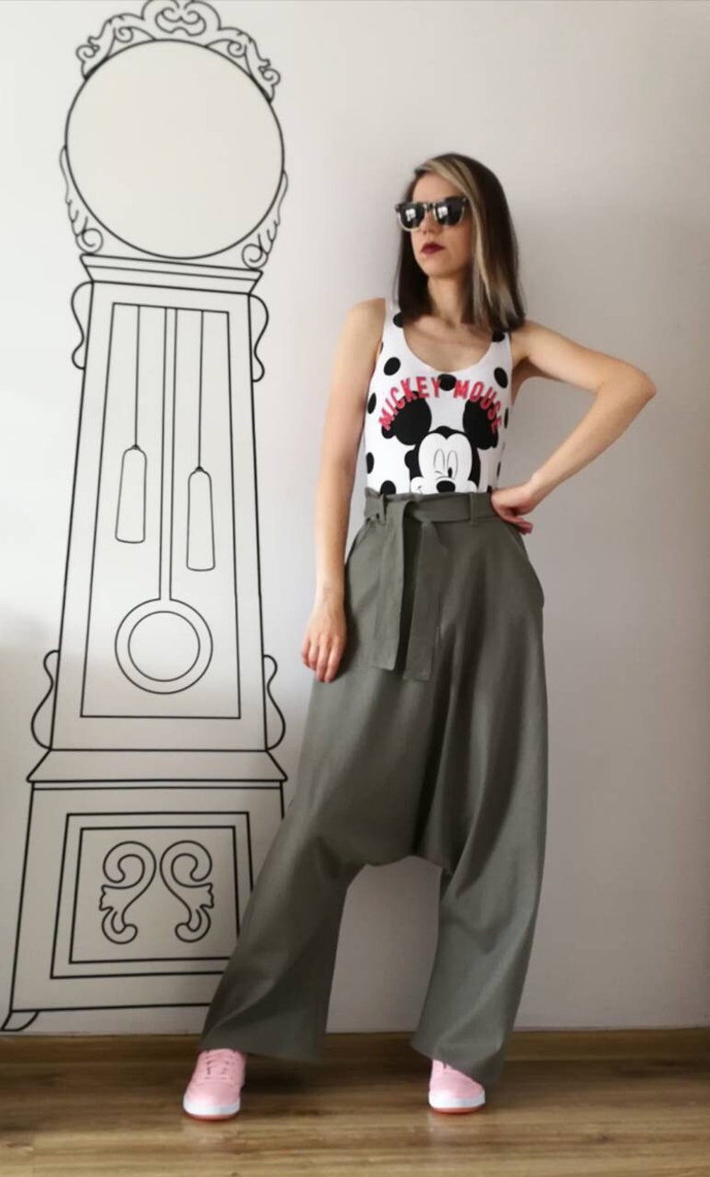 NEW Linen Drop Crotch Pants Harem Pants Plus Size Pants Extravagant Clothing by FabraModaStudio FAB454