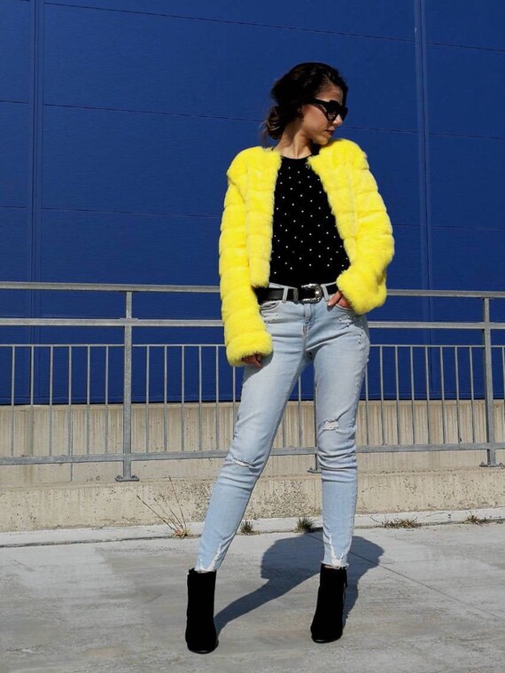 yellow fuzzy coat