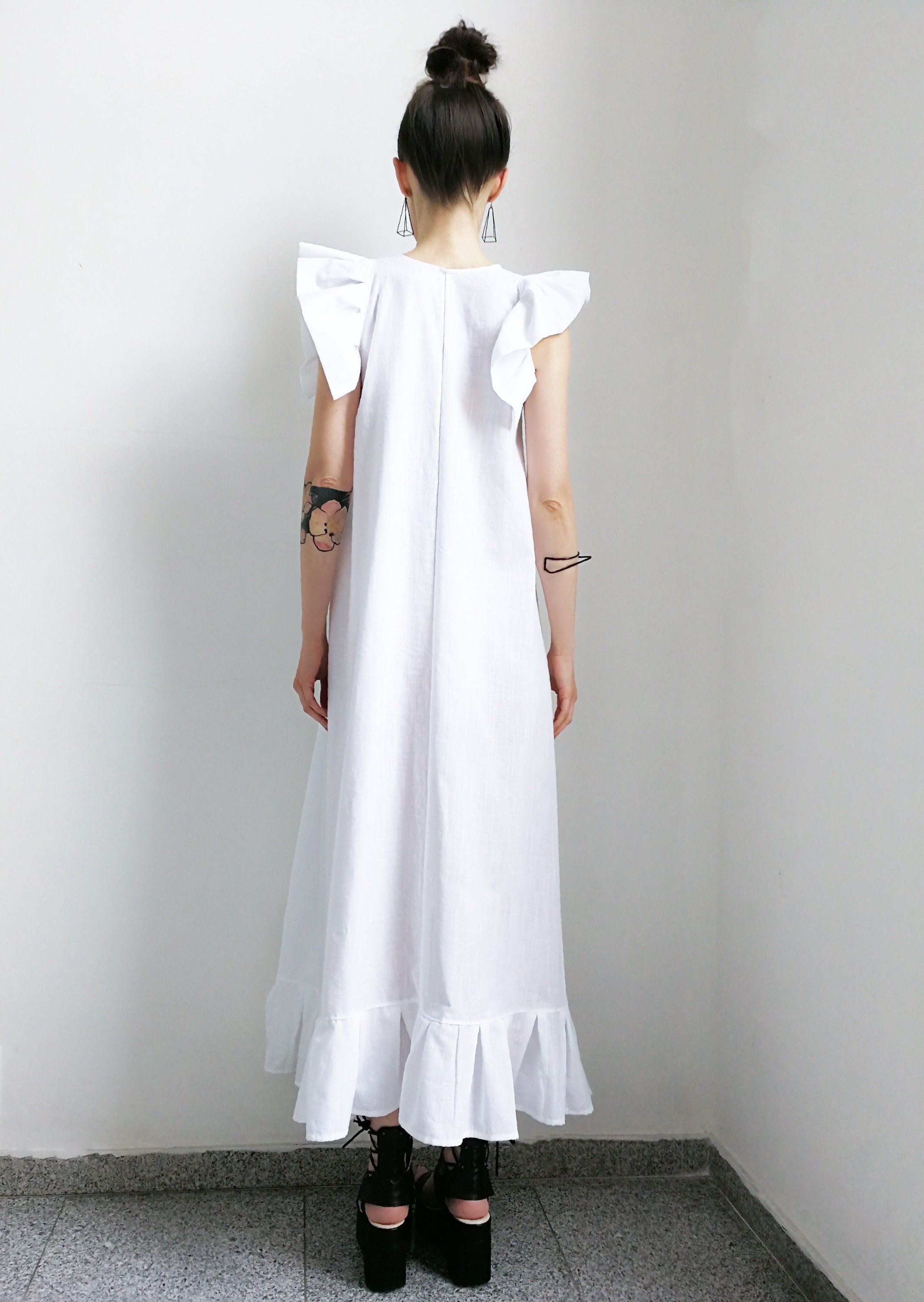 NEW Extravagant White Dress / Asymmetrical Dress / Avant Garde Dress