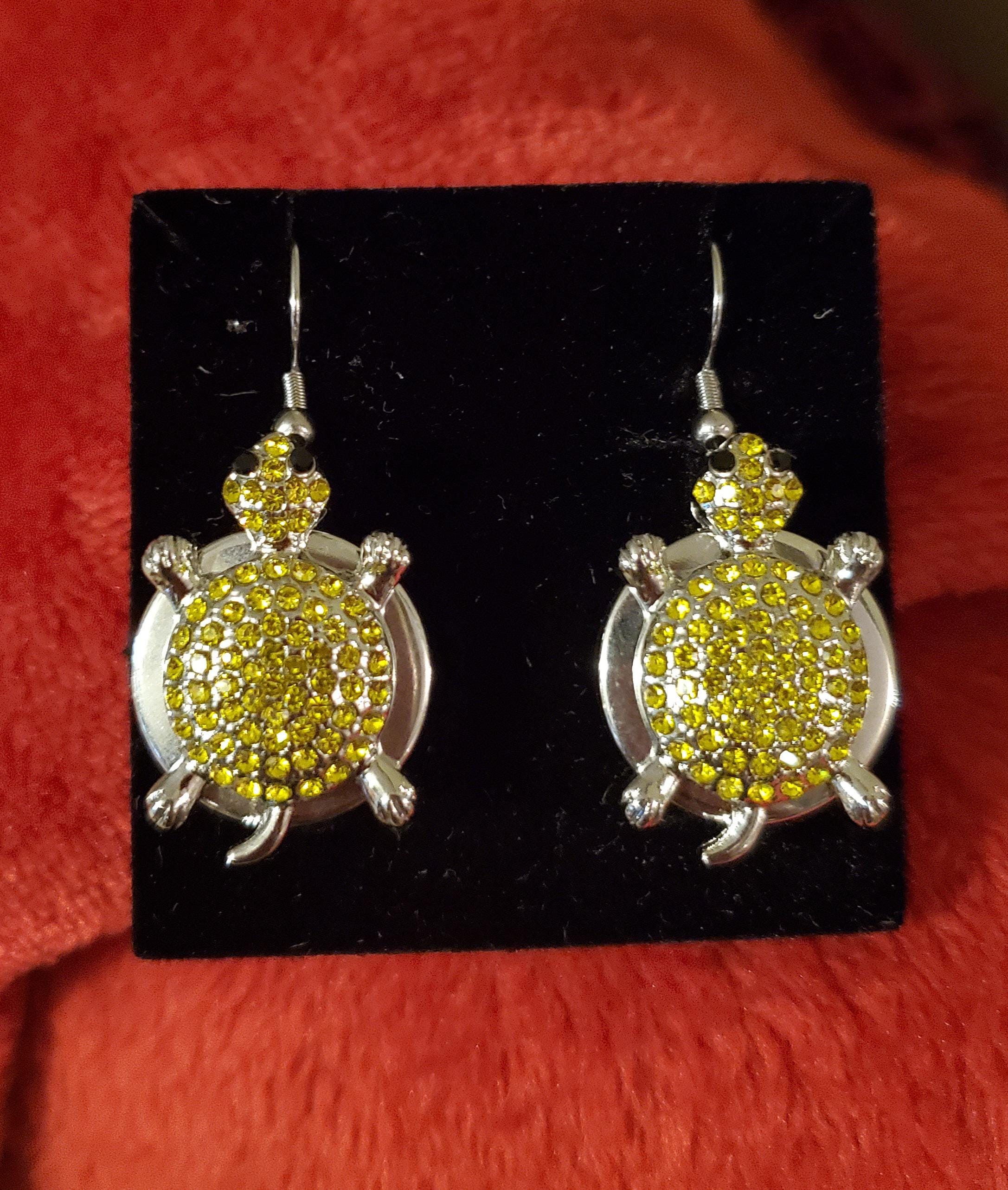 Turtle Shell Bling Turtle Bling Earrings (yellow) - Etsy