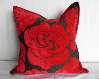 Red Velvet Rose Pillow, Profile Fabric Upholstery