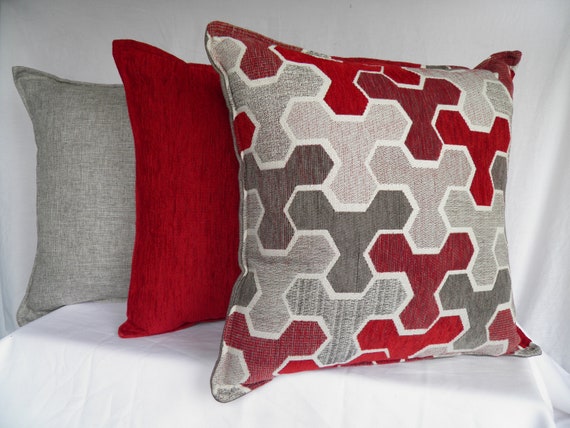 red grey cushions