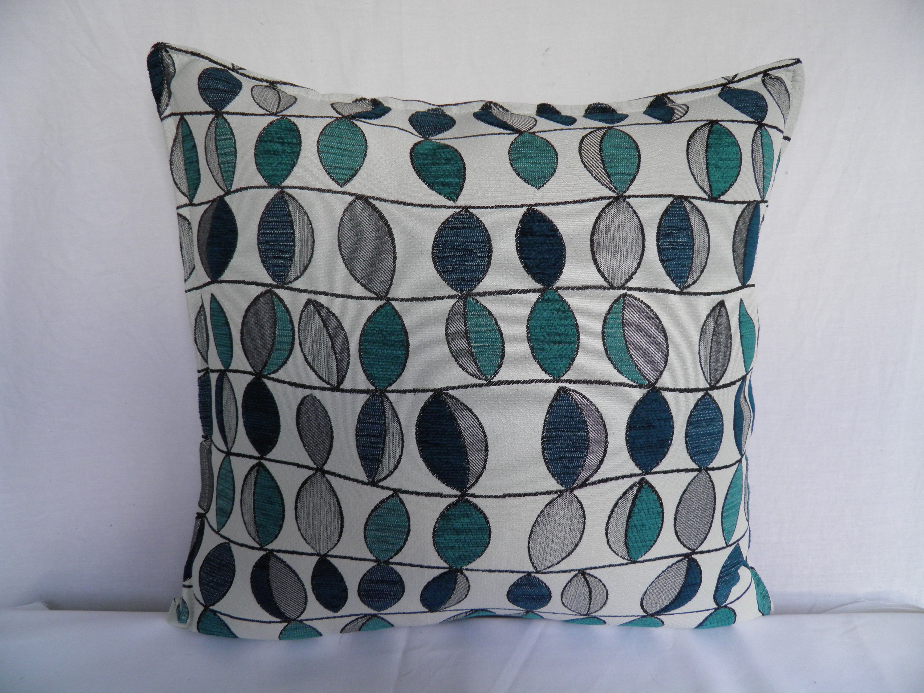 Australian Made Cushion Cover in Summertime Aqua, Modern, Teal, Leaves