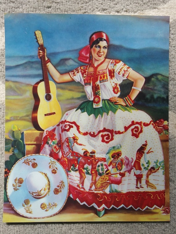 Items similar to Vintage Mexican Calendar Art by Martin Alvarado