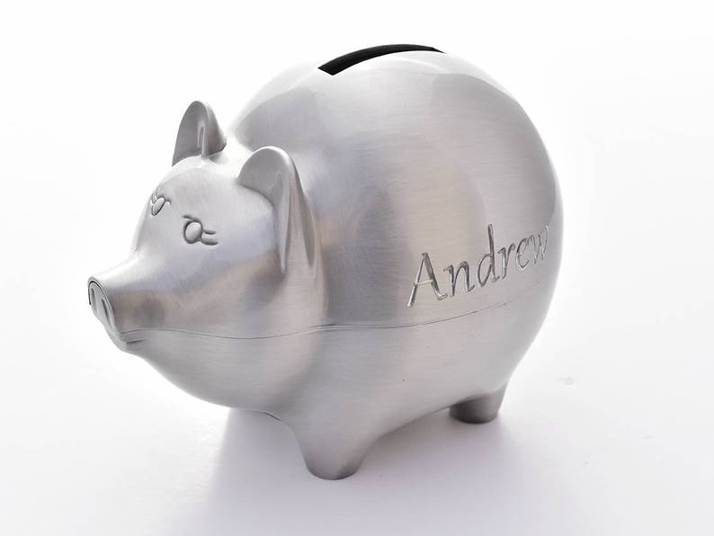 Personalized Piggy Bank Metal Piggy Bank Back to School Etsy