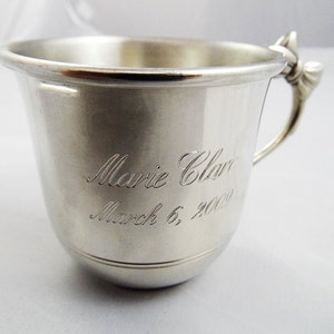 Personalized Bow-handled Salisbury Pewter Baby Cup