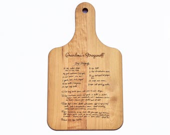 Personalized Engraved Recipe Cutting Board, Handwritten Family Recipe