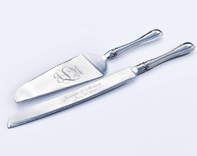 Personalized Cake Knives, Silver Cake Knives, Wedding Serving Set