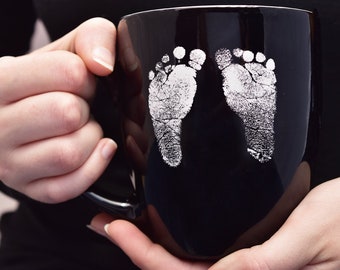 Personalized Foot print mug, foot print coffee mug, Actual footprint, Gift for new mom, New baby, Memorial Gift, Coffee Lover Gift, Coffee