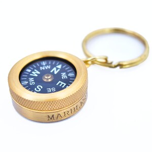 Personalized Compass, Monogram Compass Keychain, monogram keychain, Personalized Key chain, Brass Compass, Personalized Working Compass image 9