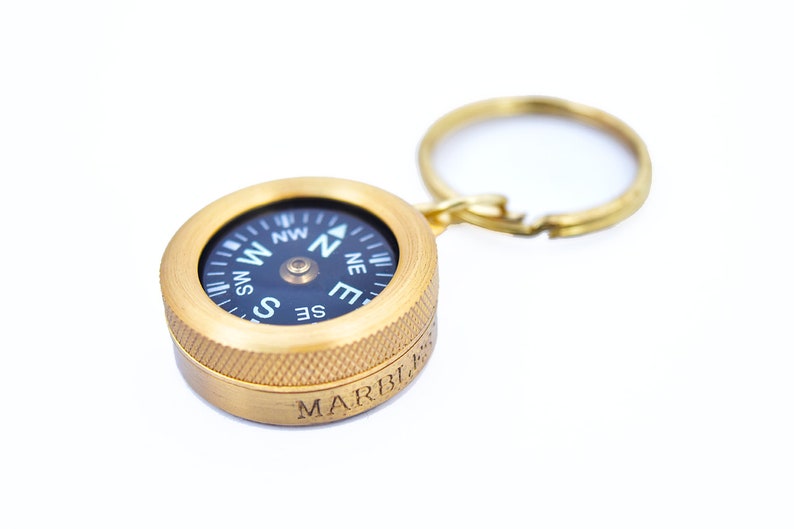 Personalized Compass, Monogram Compass Keychain, monogram keychain, Personalized Key chain, Brass Compass, Personalized Working Compass image 9