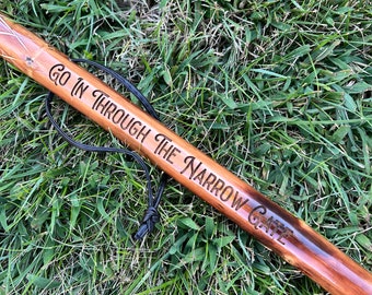 Carved Walking Stick, Hiking Stick, Personalized Walking Stick, Wood Walking Stick, Hiker Gift, Walking Cane, Hiking Gift, WITH COMPASS