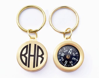 Personalisierter Kompass, Monogramm Kompass Schlüsselbund, Monogramm Schlüsselbund, personalisierte Schlüsselanhänger, Messing Kompass, personalisierter Arbeitskompass