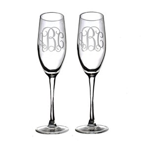 Personalized Toasting Flutes -Set of 2-, Monogram Wedding Flutes, Personalized Wedding Gift, Wedding Gift, Wedding Glasses, Couple&#39;s Gift
