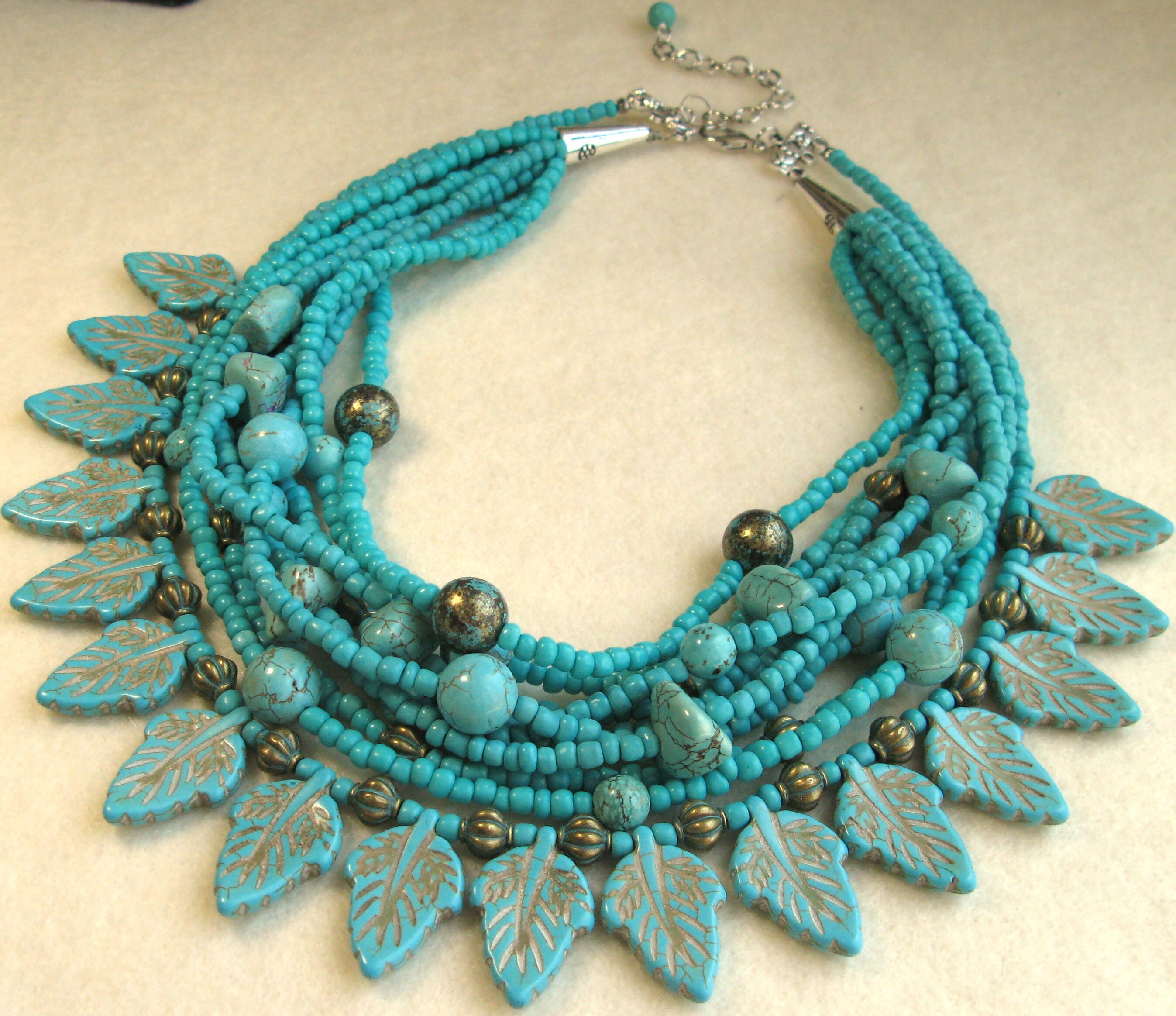 Multi Strand Turquoise Howlite Bib Statement Necklace Chunky | Etsy