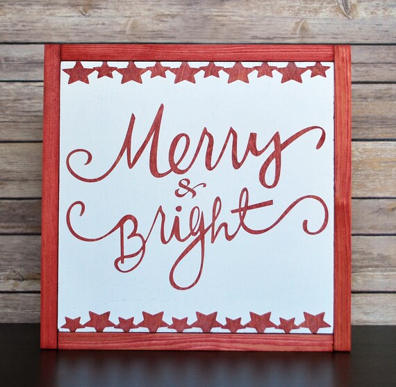 Merry And Bright Sign Farmhouse Merry And Bright Sign Wood Etsy
