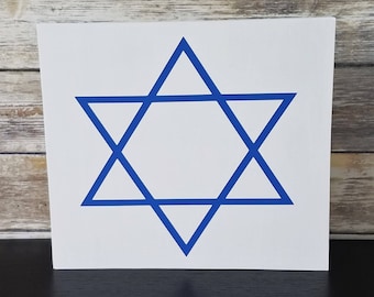 Star of David Wood Sign, Jewish Wood Sign, Hanukkah Wall Decor, Chanukah Wall Decor, Blue and White Wall Decor, Jewish Decor, Judaism Sign